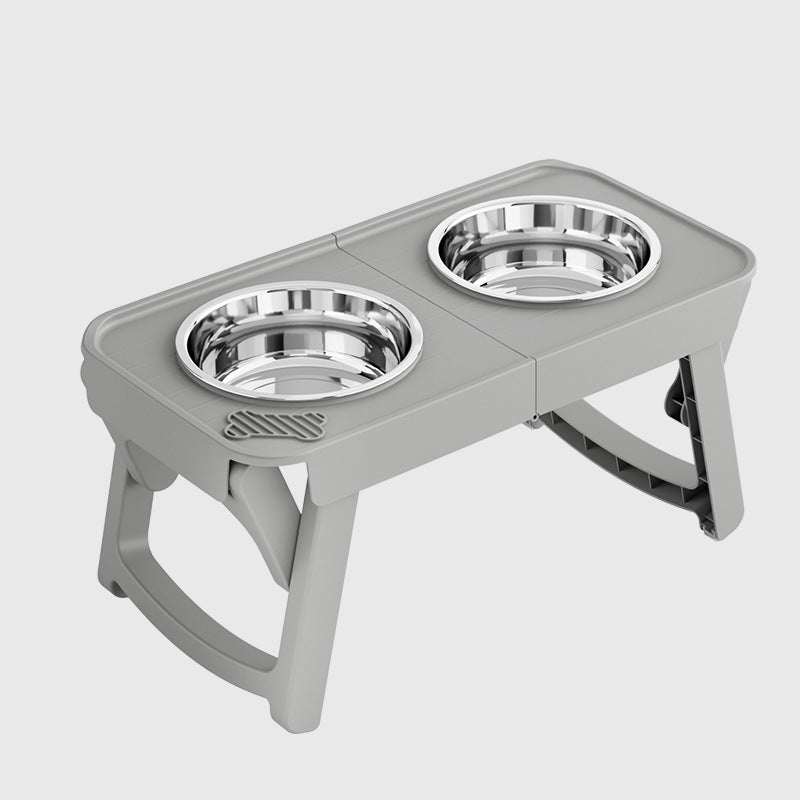 Folding Bowl For Eating High Feet For Pets Bowl With Non-slip Support Stainless Steel For Drinking Water For Dogs