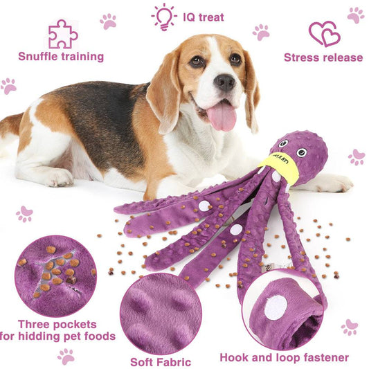 Dog Snuffle Toy Dog Plush Octopus Toys, Dog Puzzle Games Interactive Puppy Toys Chew Toys Slow Feeding Games