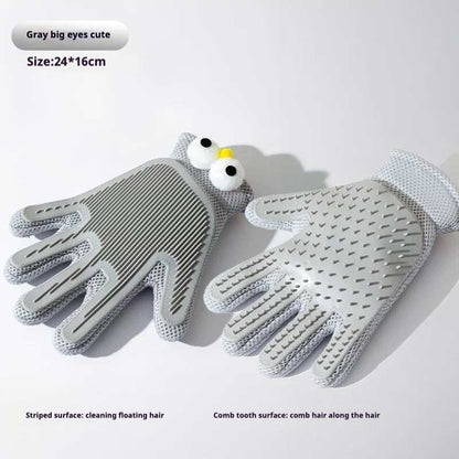 Cat gloves and pet grooming brushes for cat hair removal and massage