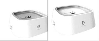 Gray anti-spill pet feeding bowl with floating disk to prevent wet mouth and splash