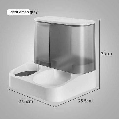 Pet Visual Automatic Pet Feeder in gray, pink, and blue for cats with automatic feeding tableware