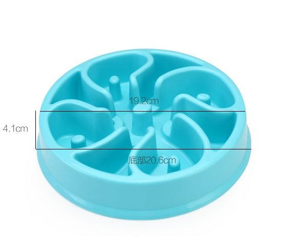 Plastic anti-choke dog bowl in multiple colors for healthy feeding and easy cleaning