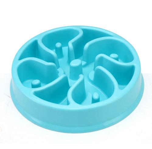 Pink plastic anti-choke bowl for healthy dog feeding and easy cleaning