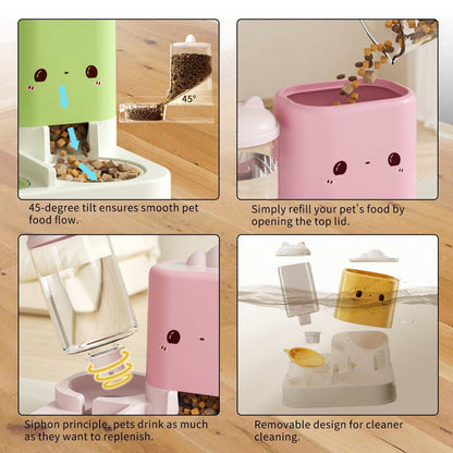 Cartoon cloud cat ear integrated pet feeding and water bottle for cats and dogs