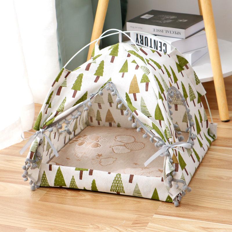 Breathable waterproof cat tent cat house pet bed for small to medium pets in light and dark green colors