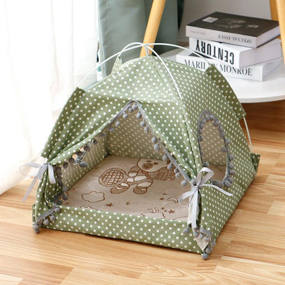 Breathable waterproof cat tent cat house pet bed for small and medium pets in green