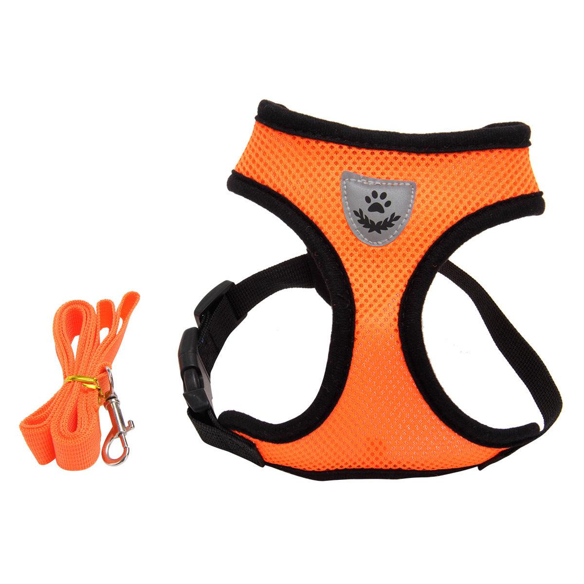 High-end multi-color dog harness with mesh material and adjustable traction belt in various colors