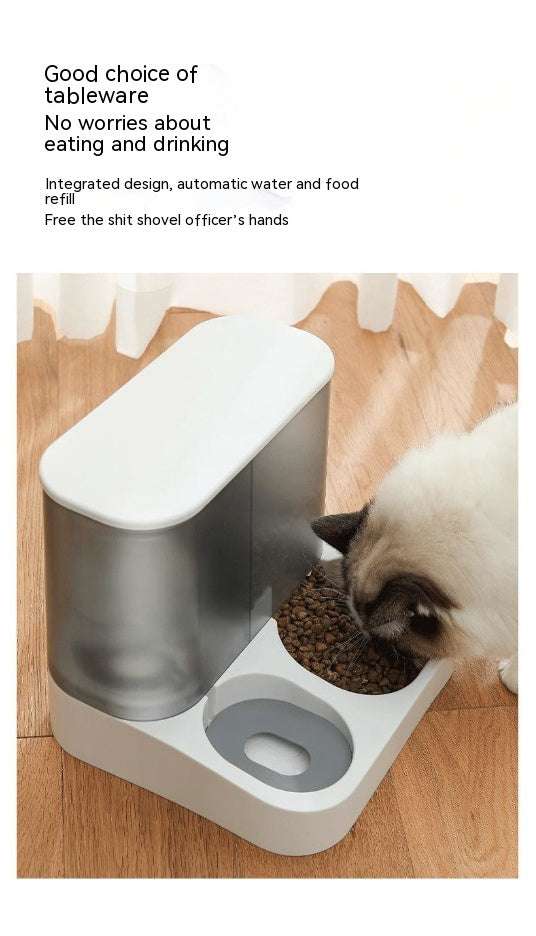 Pet Visual Automatic Pet Feeder in gray, pink, and blue for cats with automatic feeding tableware