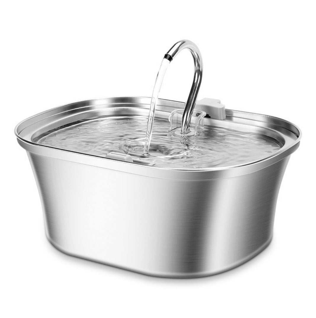 Stainless steel pet water dispenser for cats and dogs with large capacity and round design