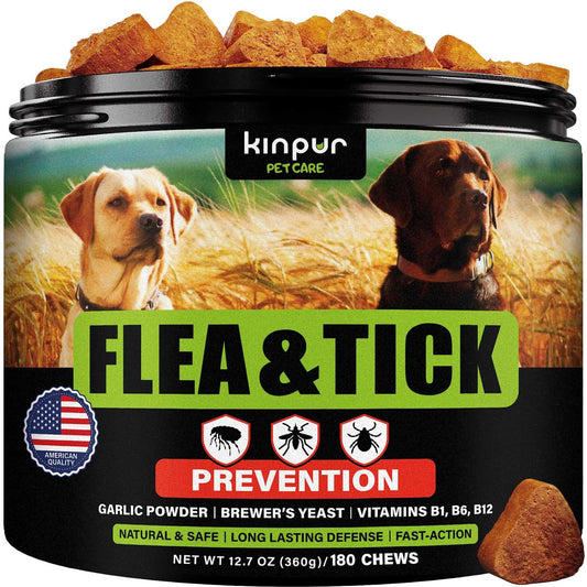 Chewable flea and tick prevention pills for dogs with natural vitamins and duck flavor