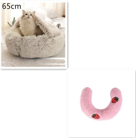 2 In 1 Dog And Cat Bed Pet Winter Bed Round Plush Warm Bed House Soft Long Plush Pets Bed Pet Products cs06jp-nn.myshopify.com