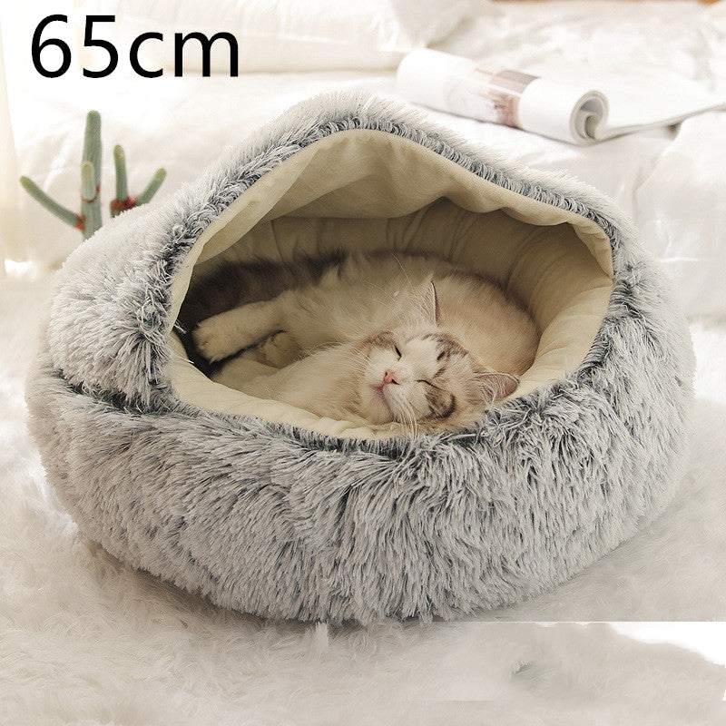 2 In 1 Dog And Cat Bed Pet Winter Bed Round Plush Warm Bed House Soft Long Plush Pets Bed Pet Products cs06jp-nn.myshopify.com