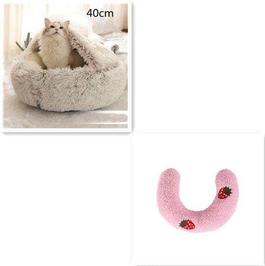 2 In 1 Dog And Cat Bed Pet Winter Bed Round Plush Warm Bed House Soft Long Plush Pets Bed Pet Products cs06jp-nn.myshopify.com