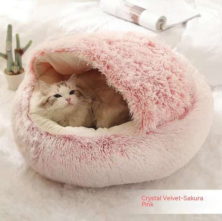 2 In 1 Dog And Cat Bed Pet Winter Bed Round Plush Warm Bed House Soft Long Plush Pets Bed Pet Products cs06jp-nn.myshopify.com