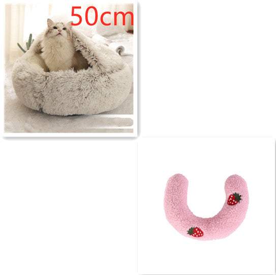 2 In 1 Dog And Cat Bed Pet Winter Bed Round Plush Warm Bed House Soft Long Plush Pets Bed Pet Products cs06jp-nn.myshopify.com
