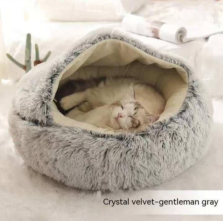 2 In 1 Dog And Cat Bed Pet Winter Bed Round Plush Warm Bed House Soft Long Plush Pets Bed Pet Products cs06jp-nn.myshopify.com