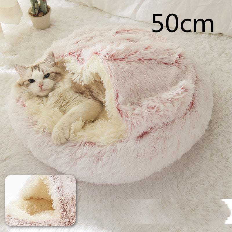 2 In 1 Dog And Cat Bed Pet Winter Bed Round Plush Warm Bed House Soft Long Plush Pets Bed Pet Products cs06jp-nn.myshopify.com