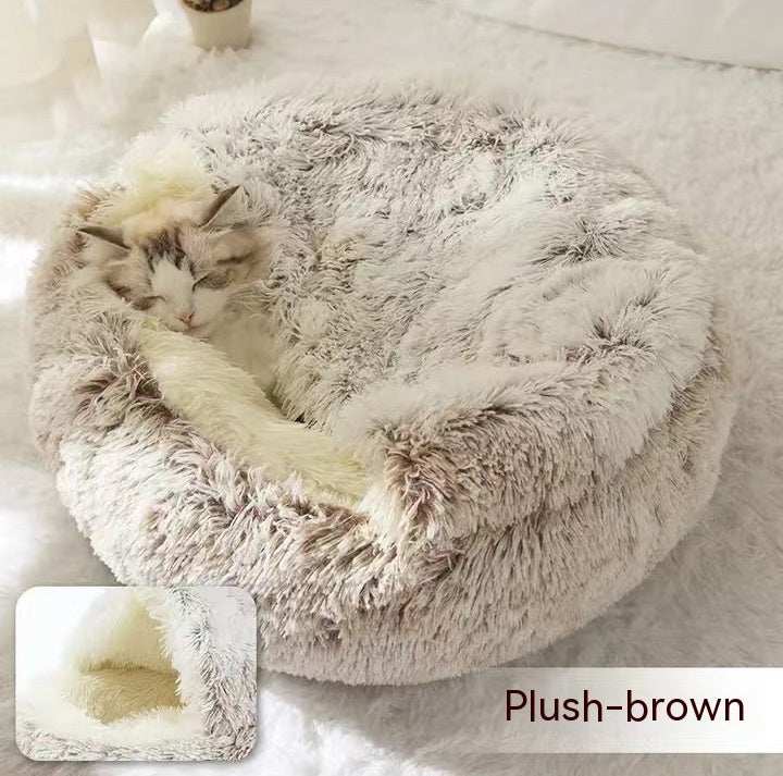 2 In 1 Dog And Cat Bed Pet Winter Bed Round Plush Warm Bed House Soft Long Plush Pets Bed Pet Products cs06jp-nn.myshopify.com
