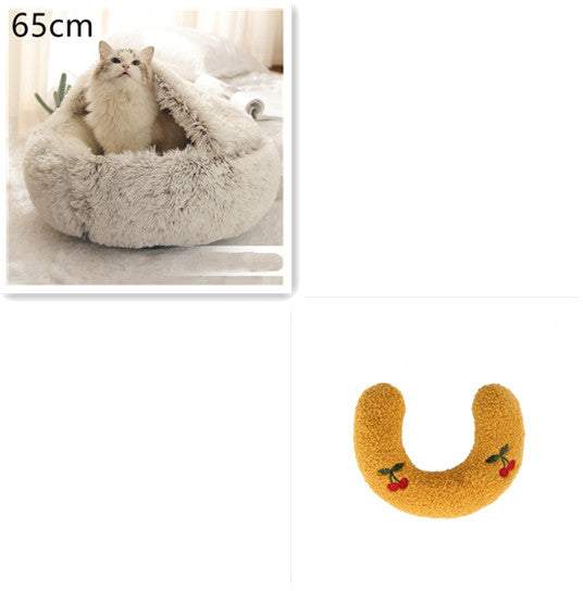 2 In 1 Dog And Cat Bed Pet Winter Bed Round Plush Warm Bed House Soft Long Plush Pets Bed Pet Products cs06jp-nn.myshopify.com