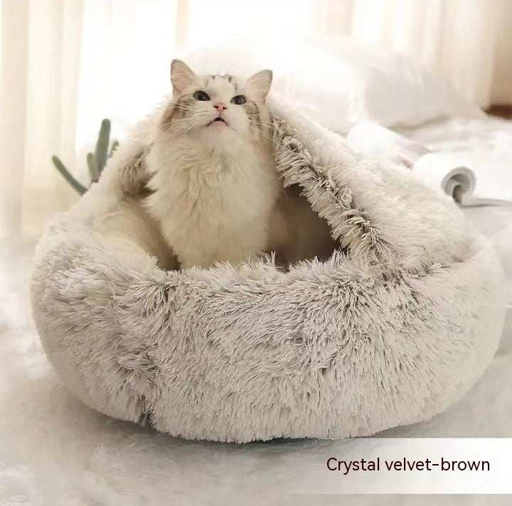 2 In 1 Dog And Cat Bed Pet Winter Bed Round Plush Warm Bed House Soft Long Plush Pets Bed Pet Products cs06jp-nn.myshopify.com
