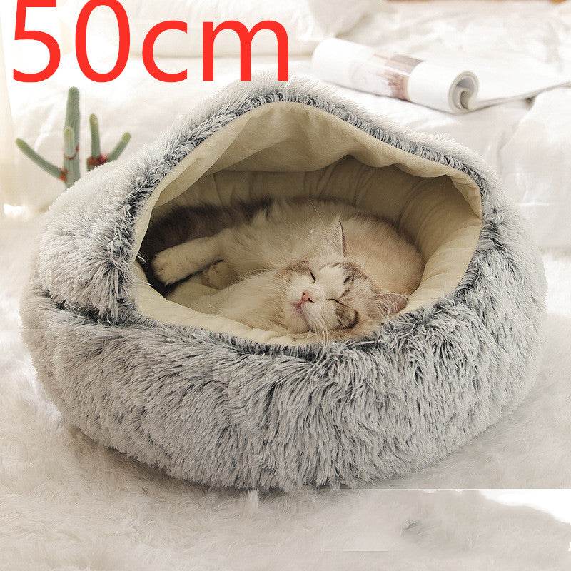 2 In 1 Dog And Cat Bed Pet Winter Bed Round Plush Warm Bed House Soft Long Plush Pets Bed Pet Products cs06jp-nn.myshopify.com