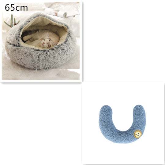 2 In 1 Dog And Cat Bed Pet Winter Bed Round Plush Warm Bed House Soft Long Plush Pets Bed Pet Products cs06jp-nn.myshopify.com