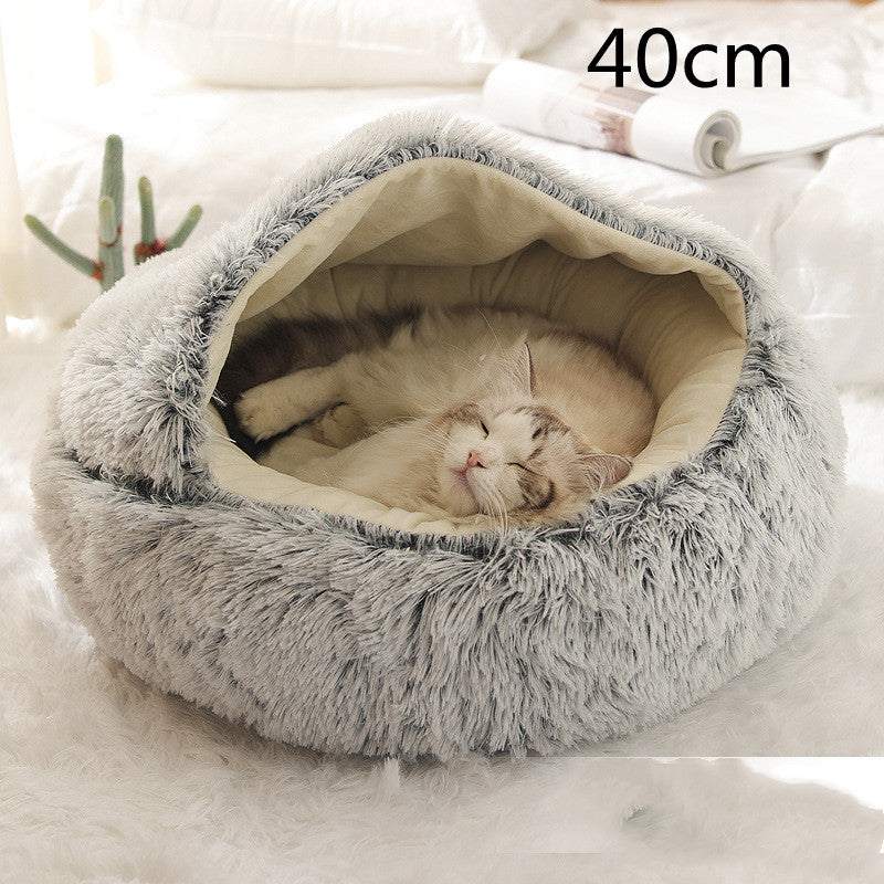 2 In 1 Dog And Cat Bed Pet Winter Bed Round Plush Warm Bed House Soft Long Plush Pets Bed Pet Products cs06jp-nn.myshopify.com