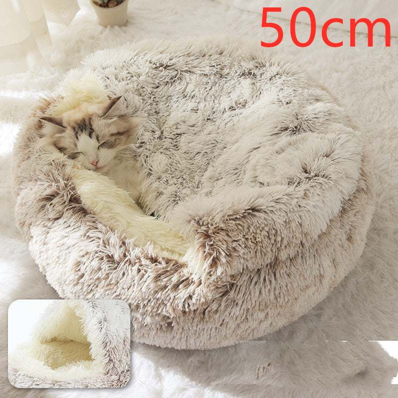 2 In 1 Dog And Cat Bed Pet Winter Bed Round Plush Warm Bed House Soft Long Plush Pets Bed Pet Products cs06jp-nn.myshopify.com