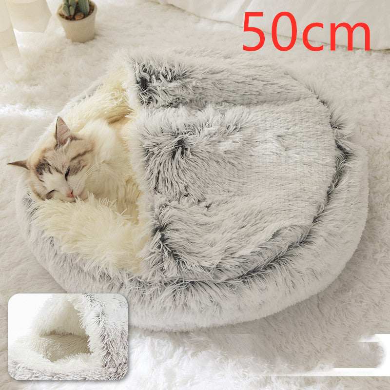 2 In 1 Dog And Cat Bed Pet Winter Bed Round Plush Warm Bed House Soft Long Plush Pets Bed Pet Products cs06jp-nn.myshopify.com