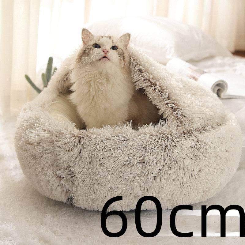 2 In 1 Dog And Cat Bed Pet Winter Bed Round Plush Warm Bed House Soft Long Plush Pets Bed Pet Products cs06jp-nn.myshopify.com