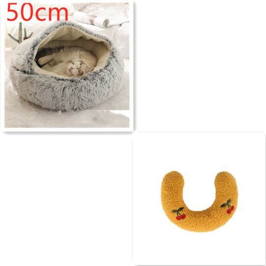 2 In 1 Dog And Cat Bed Pet Winter Bed Round Plush Warm Bed House Soft Long Plush Pets Bed Pet Products cs06jp-nn.myshopify.com