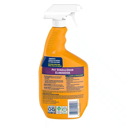 32 oz bottle of Pet Stain and Odor Eliminator spray with ARM & HAMMER and OxiClean for removing pet stains and odors