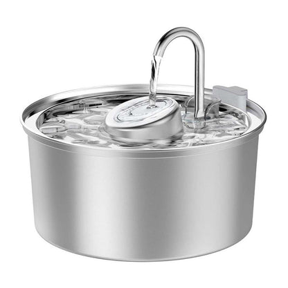 Stainless steel pet water dispenser for cats and dogs with large capacity and round runway design