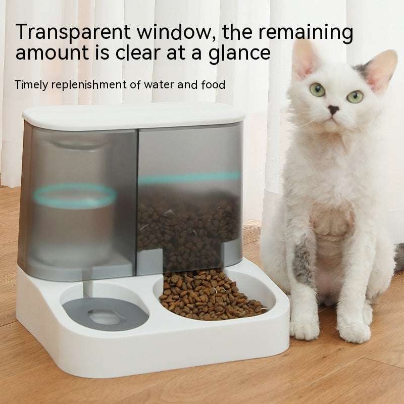 Pet Visual Automatic Pet Feeder in gray, pink, and blue for cats with automatic feeding bowl.