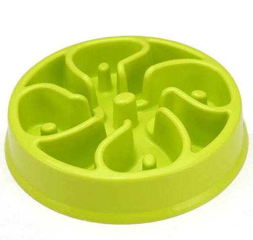 Plastic anti-choke dog bowl in multiple colors for healthy feeding