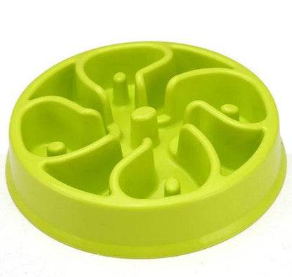 Plastic anti-choke dog bowl in multiple colors for healthy feeding