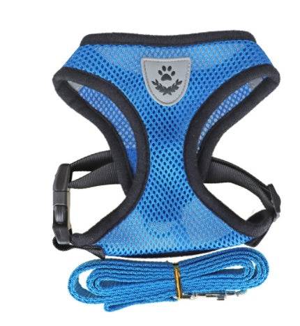 Fashionable high-end multi-color dog harness with mesh chest and back design in red, blue, orange, pink, and black colors