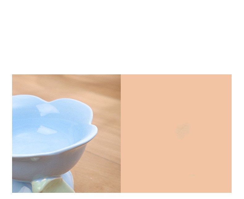 Flower Ceramic Cat Bowl Protects The Cervical Spine