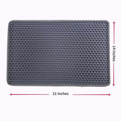 Grey double layer waterproof cat litter box mat with unique MiLi shape design for trapping litter and scratching paws