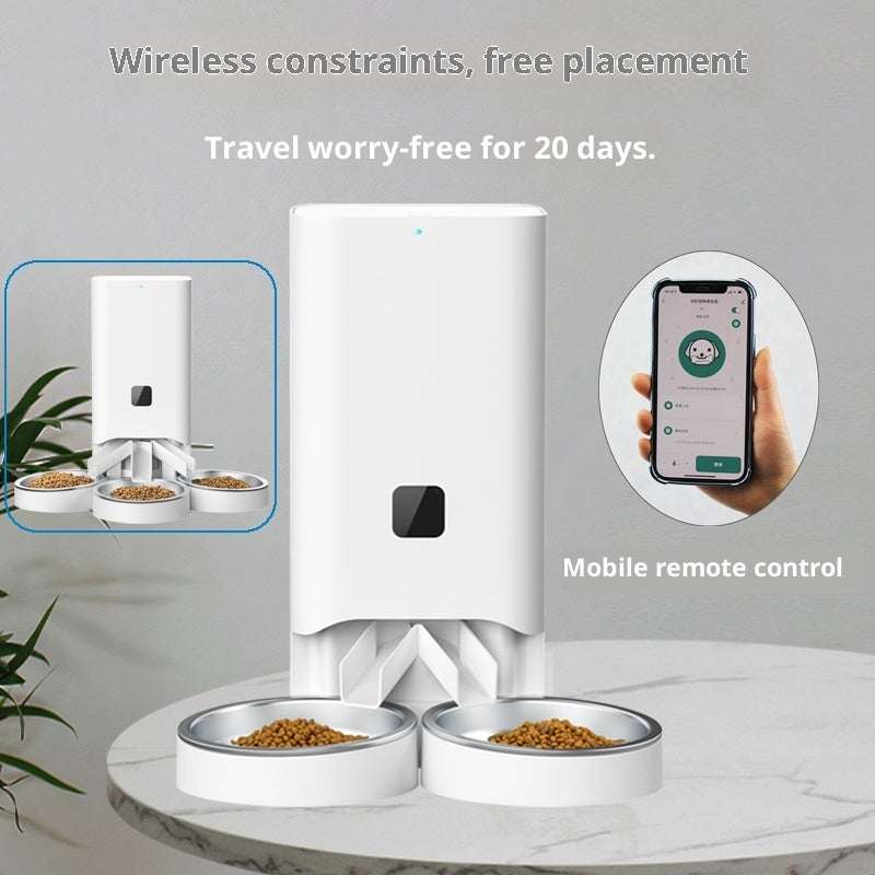 Multiple Smart Pet Automatic Feeders With Timed And Quantitative Feeding
