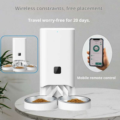 Multiple Smart Pet Automatic Feeders With Timed And Quantitative Feeding