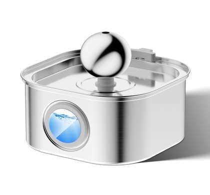 Large stainless steel pet water dispenser for cats and dogs with round runway design and high capacity