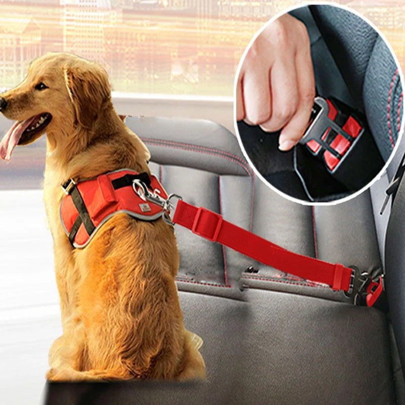 Adjustable Pet Cat Dog Car Seat Belt Pet Seat Vehicle Dog Harness Lead Clip Safety Lever Traction Dog Collars Dogs Accessoires Pets Products cs06jp-nn.myshopify.com