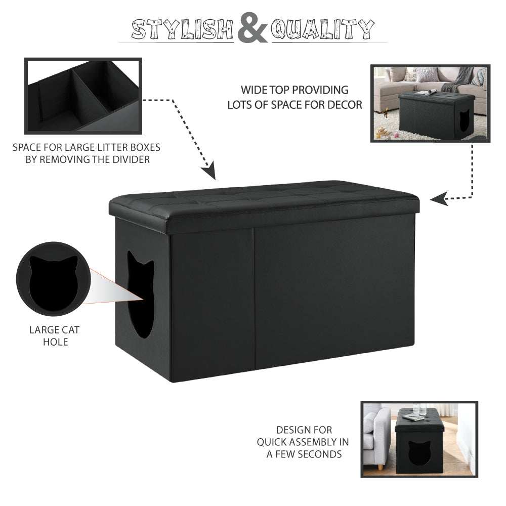 Designer Cat Litter Box Enclosure Hidden Washroom Bench Ottoman cs06jp-nn.myshopify.com