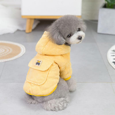 Dog warm clothing; Autumn and winter clothes New cotton padded clothes Teddy pet clothes Winter plush corduroy pull loop two leg cotton padded clothes cs06jp-nn.myshopify.com