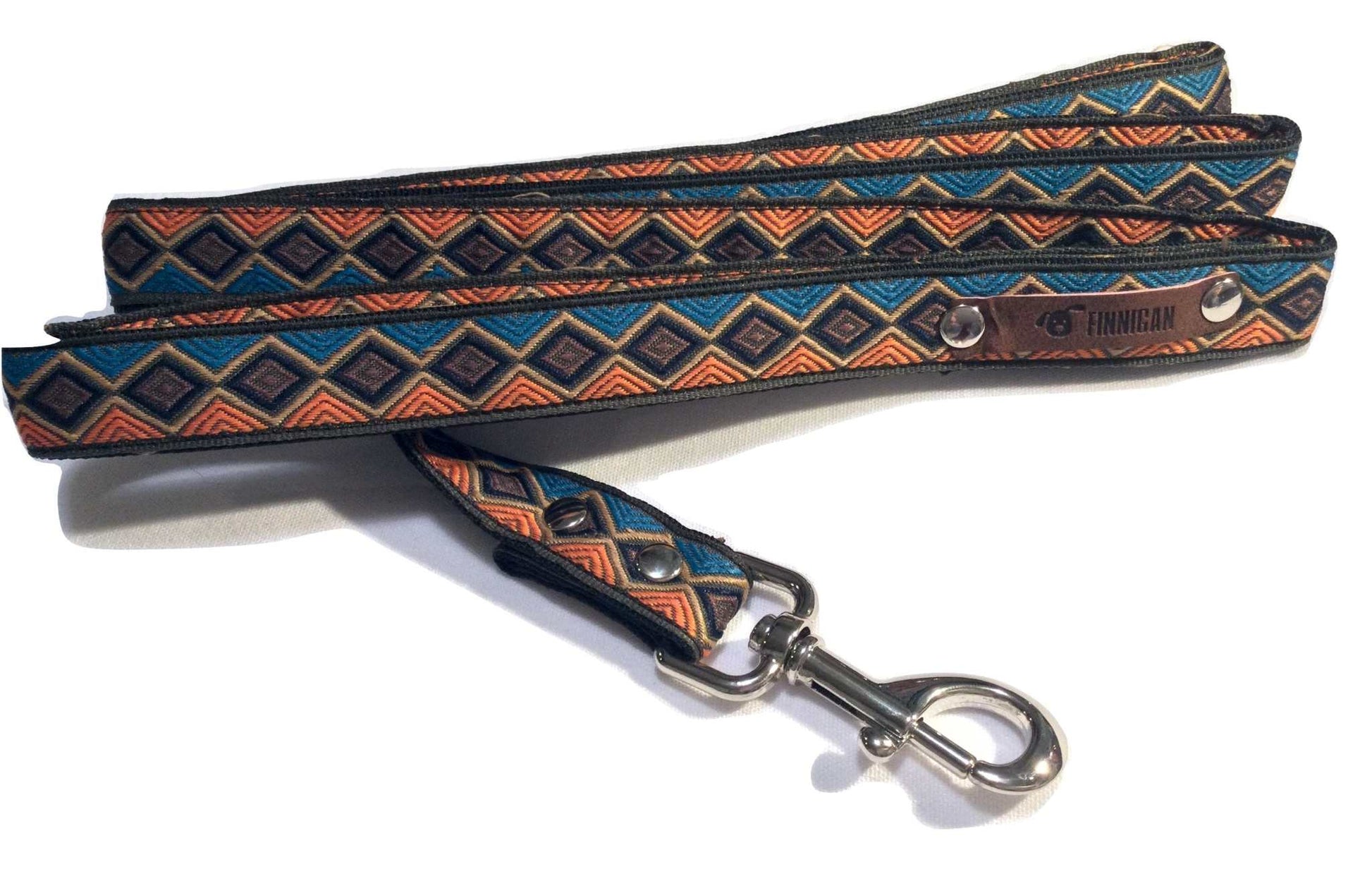 Handmade designer cotton dog collar with metal hardware for medium-sized dogs