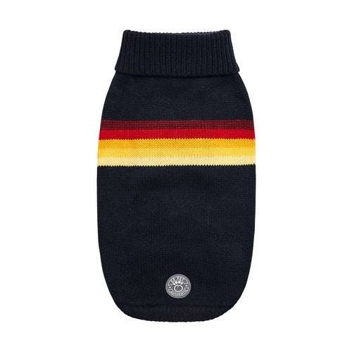 Navy retro sweater with sculpted turtleneck and GF PET logo patch for dogs
