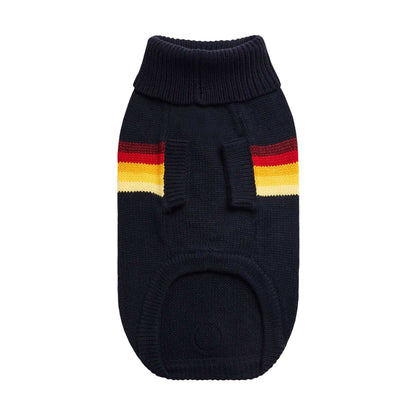 Navy retro sweater with sculpted turtleneck and GF PET logo patch for dogs