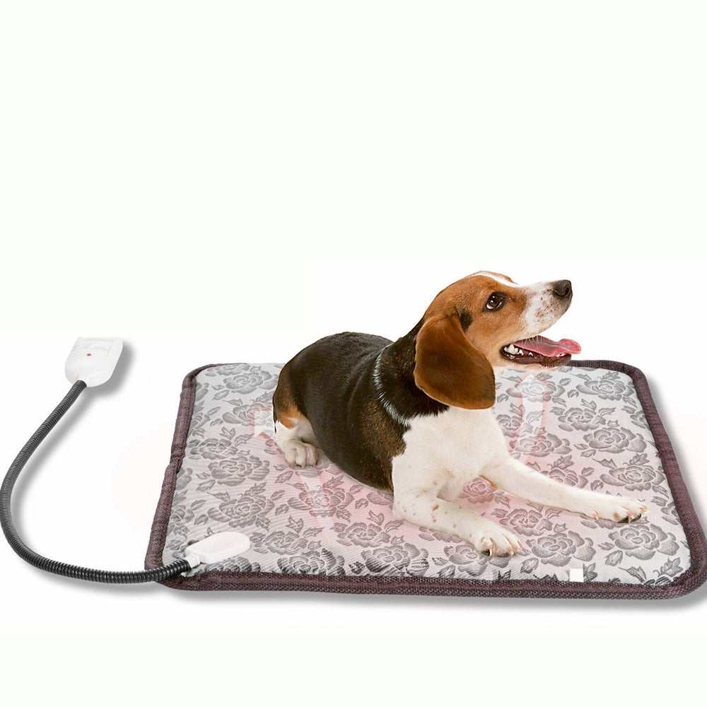 Thermal heating waterproof bed pad for pets with adjustable, portable and machine washable brown cotton mat