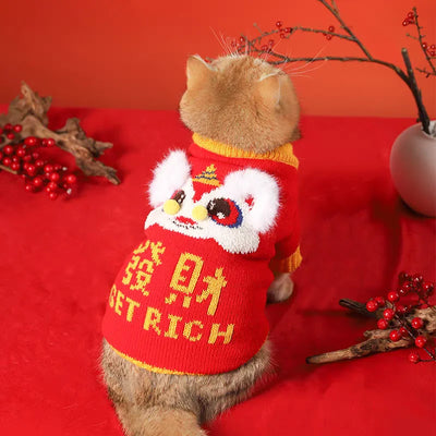 HOOPET Cat Clothes New Year Sweater